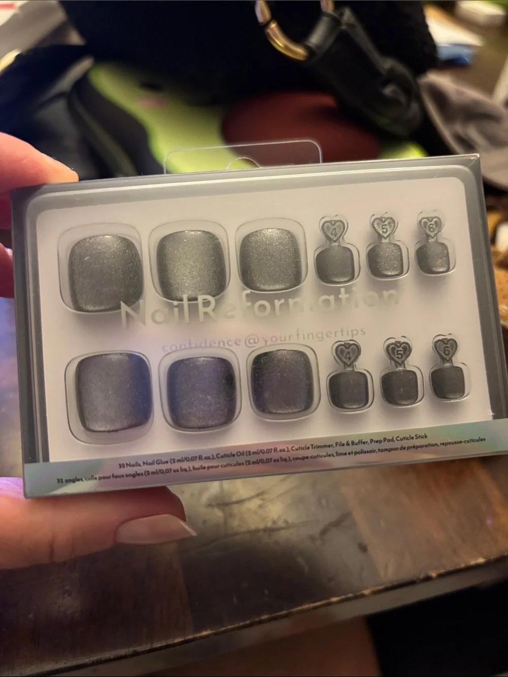 Nail Reformation ~ Silver Shimmer Press-On /Glue Kit Confidence@your fingertips